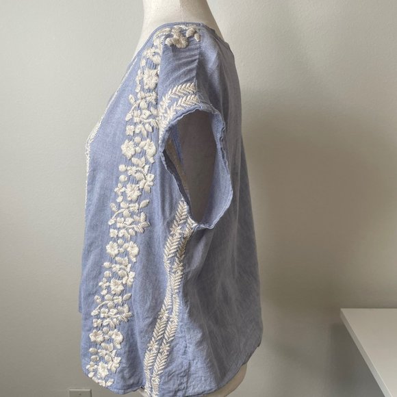 Fresh Produce Organic Cotton Floral Embroidered Top Made in USA - Picture 6 of 11